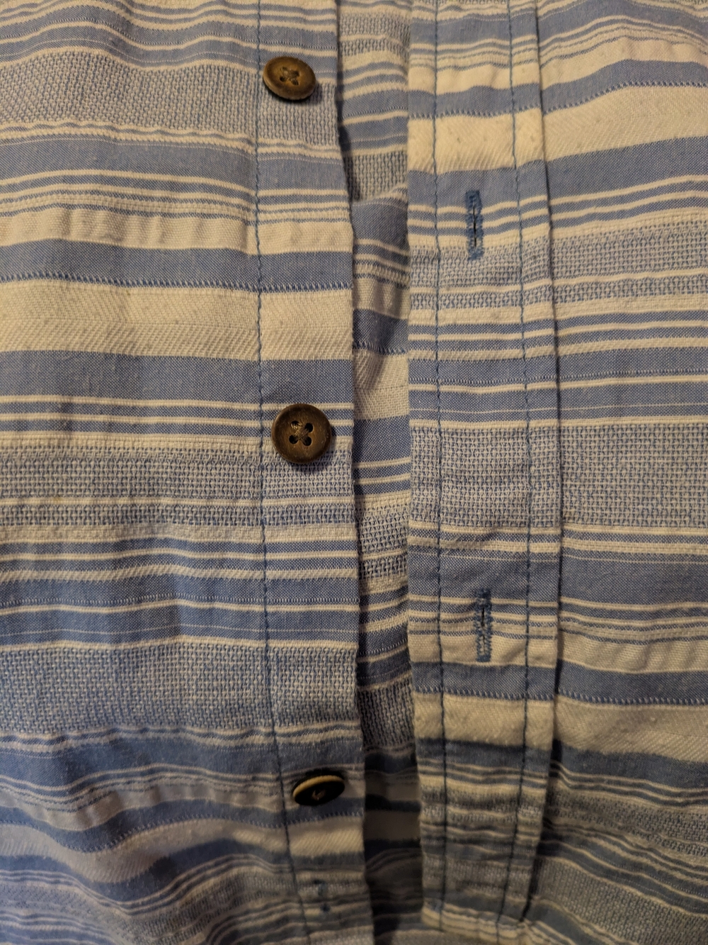 G.H. Bass & Co. Blue and White Striped Casual Button-Down Shirt